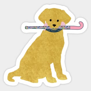 Golden Retriever Preppy Madras Field Hockey Dog Sticker